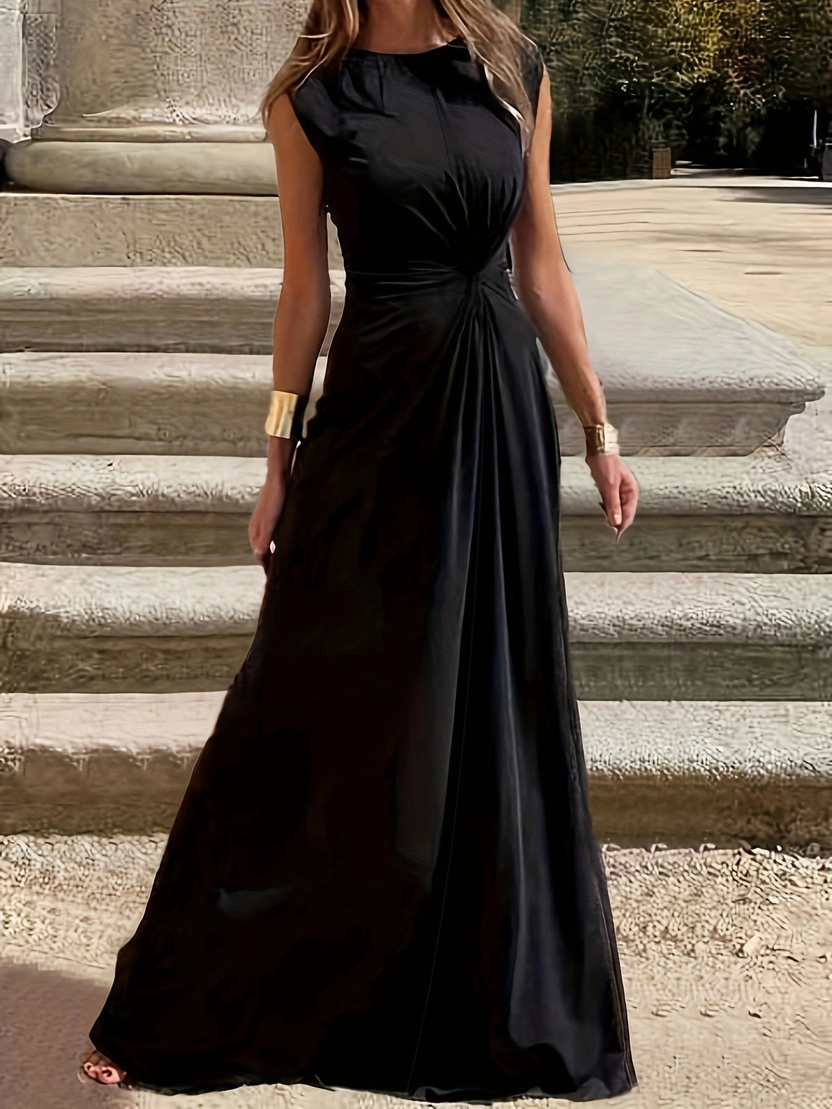 Maxikleid Damen tailliert und festlich mit Wickeldesign