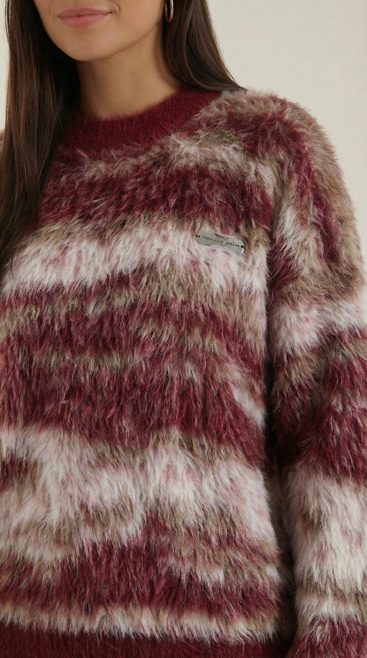 Pullover mit Abstraktmuster und Rundhalsausschnitt für Damen