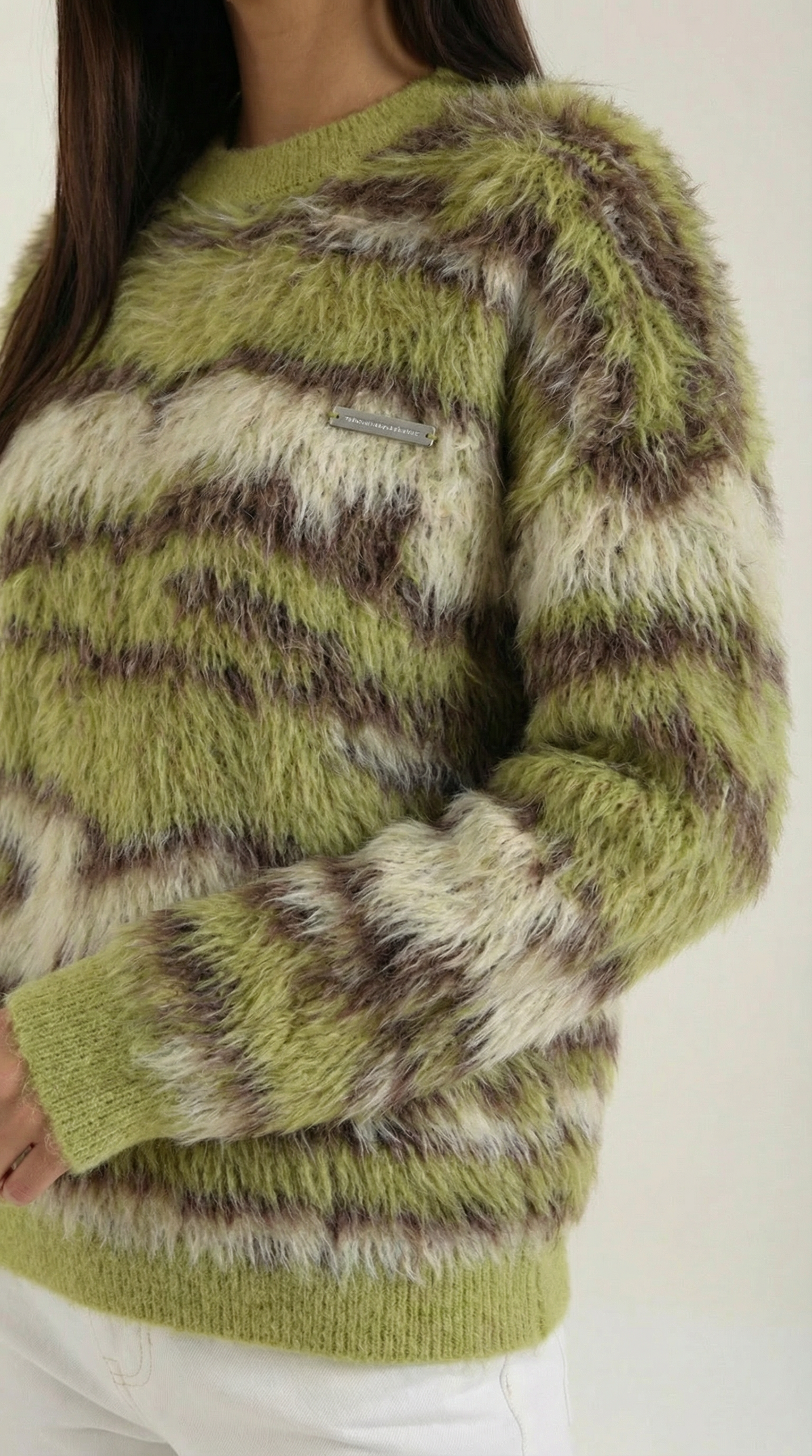 Pullover mit Abstraktmuster und Rundhalsausschnitt für Damen