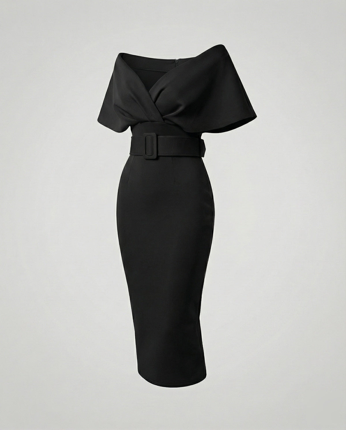 Midikleid Damen aus Stretch-Krepp, gefüttert und schulterfrei