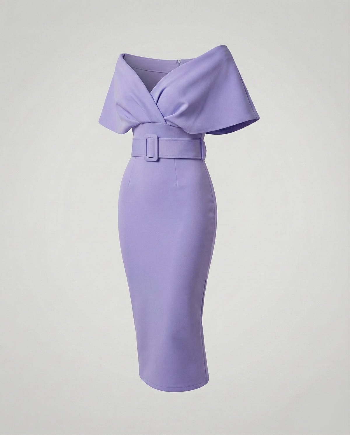 Midikleid Damen aus Stretch-Krepp, gefüttert und schulterfrei