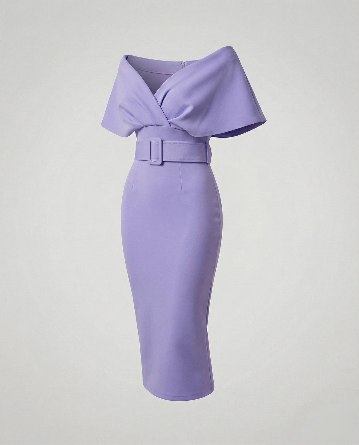 Midikleid Damen aus Stretch-Krepp, gefüttert und schulterfrei