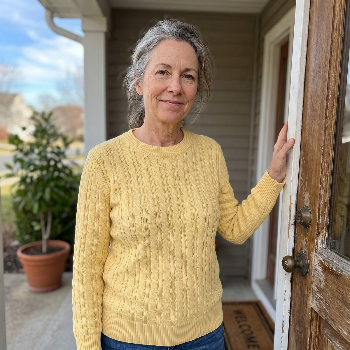 Norweger Pullover Damen aus Baumwolle, locker mit Zopfmuster