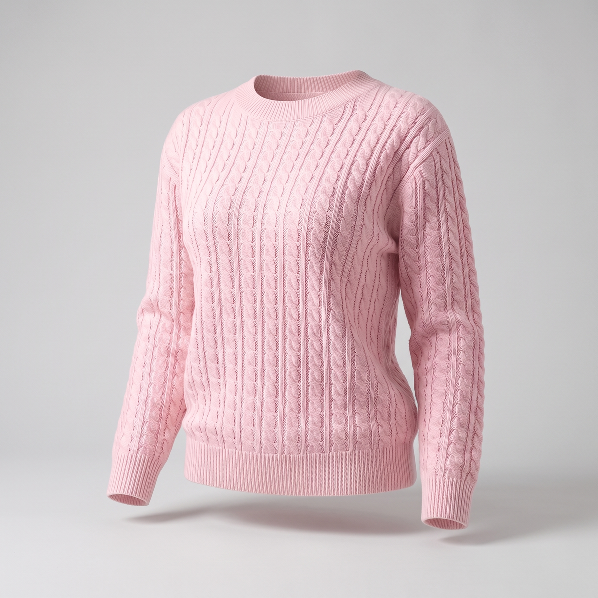 Norweger Pullover Damen aus Baumwolle, locker mit Zopfmuster