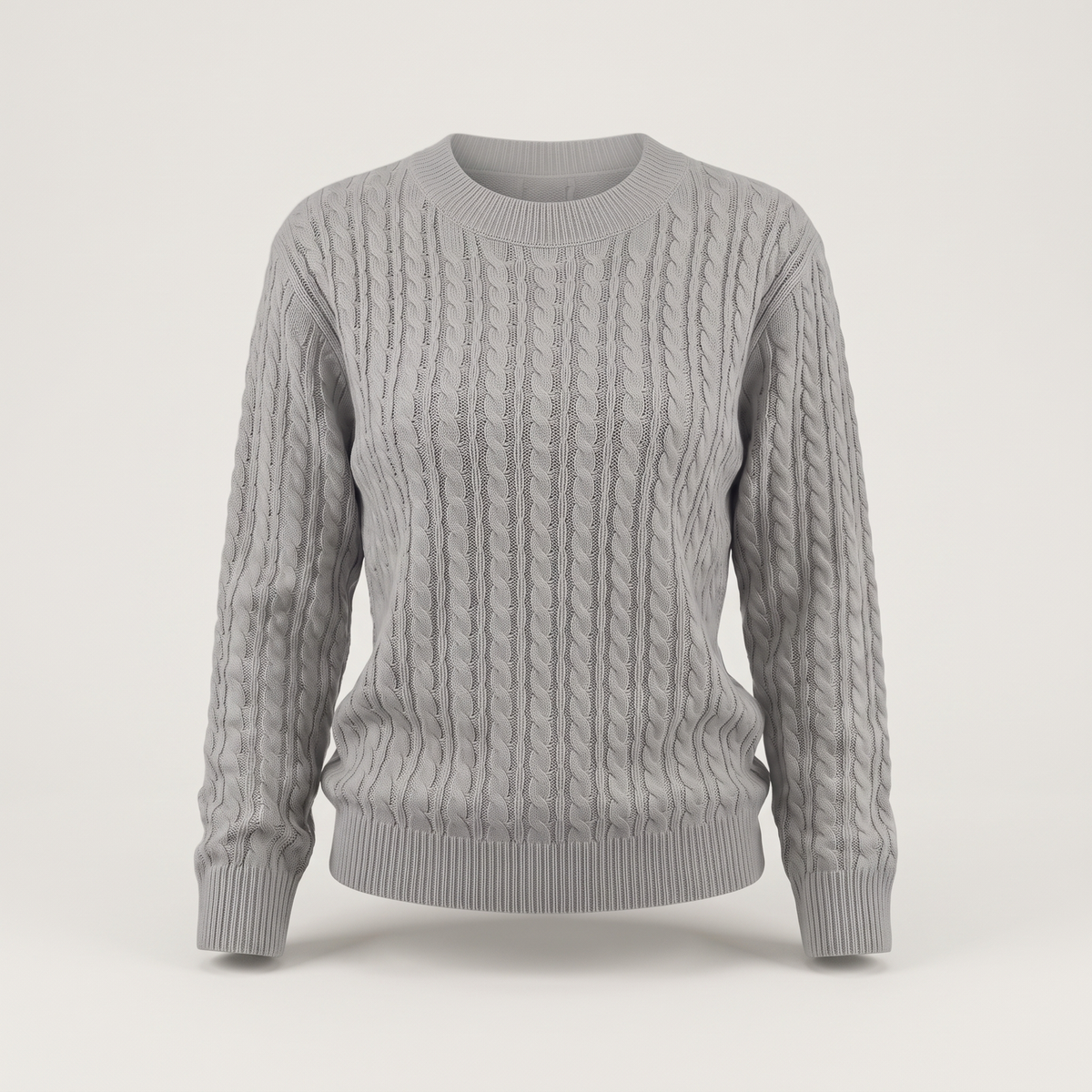 Norweger Pullover Damen aus Baumwolle, locker mit Zopfmuster