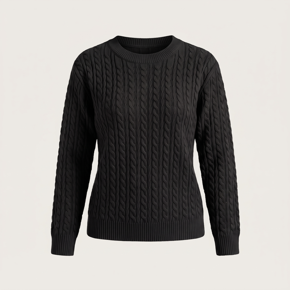 Norweger Pullover Damen aus Baumwolle, locker mit Zopfmuster
