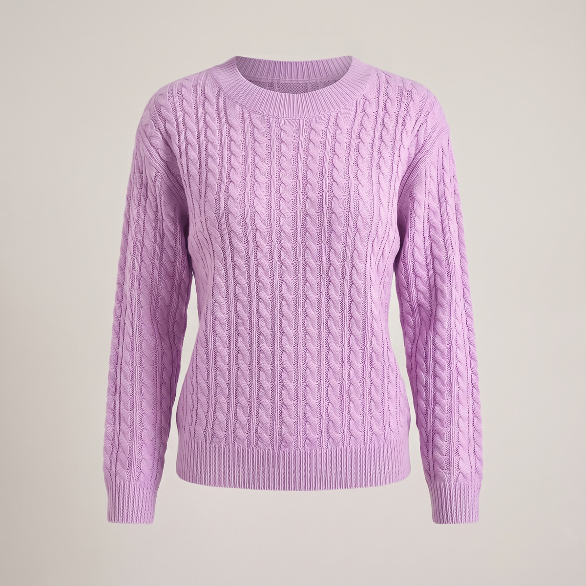 Norweger Pullover Damen aus Baumwolle, locker mit Zopfmuster