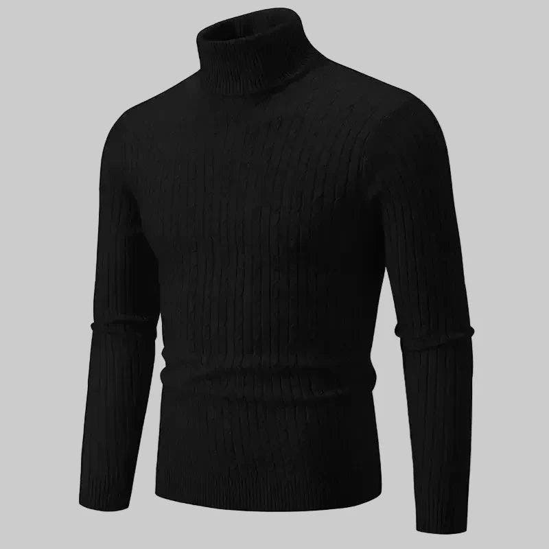 Norweger Pullover Herren mit Zopfmuster, Rollkragen und Langarm