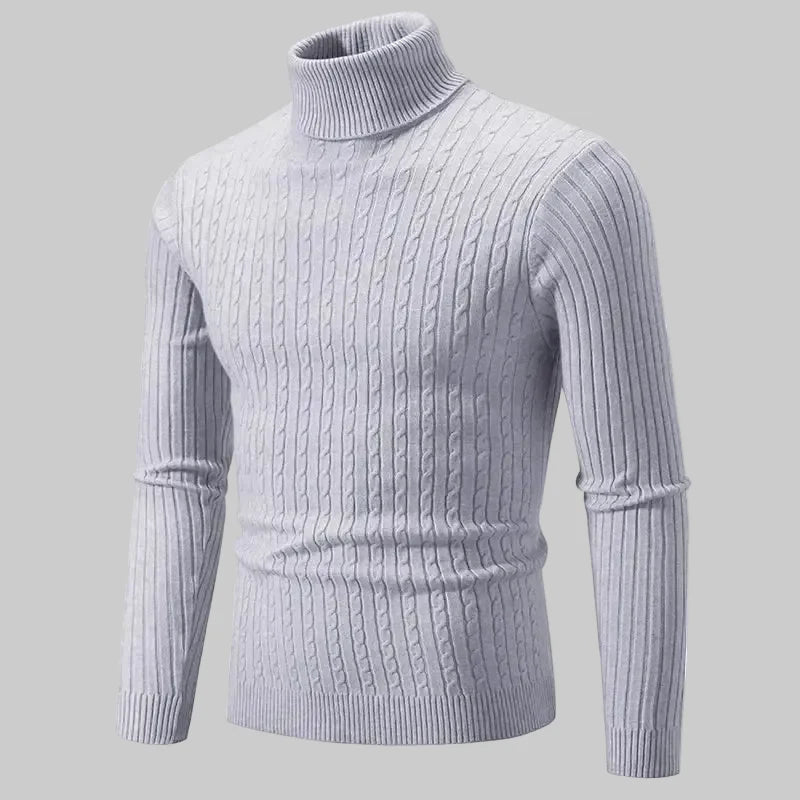 Norweger Pullover Herren mit Zopfmuster, Rollkragen und Langarm