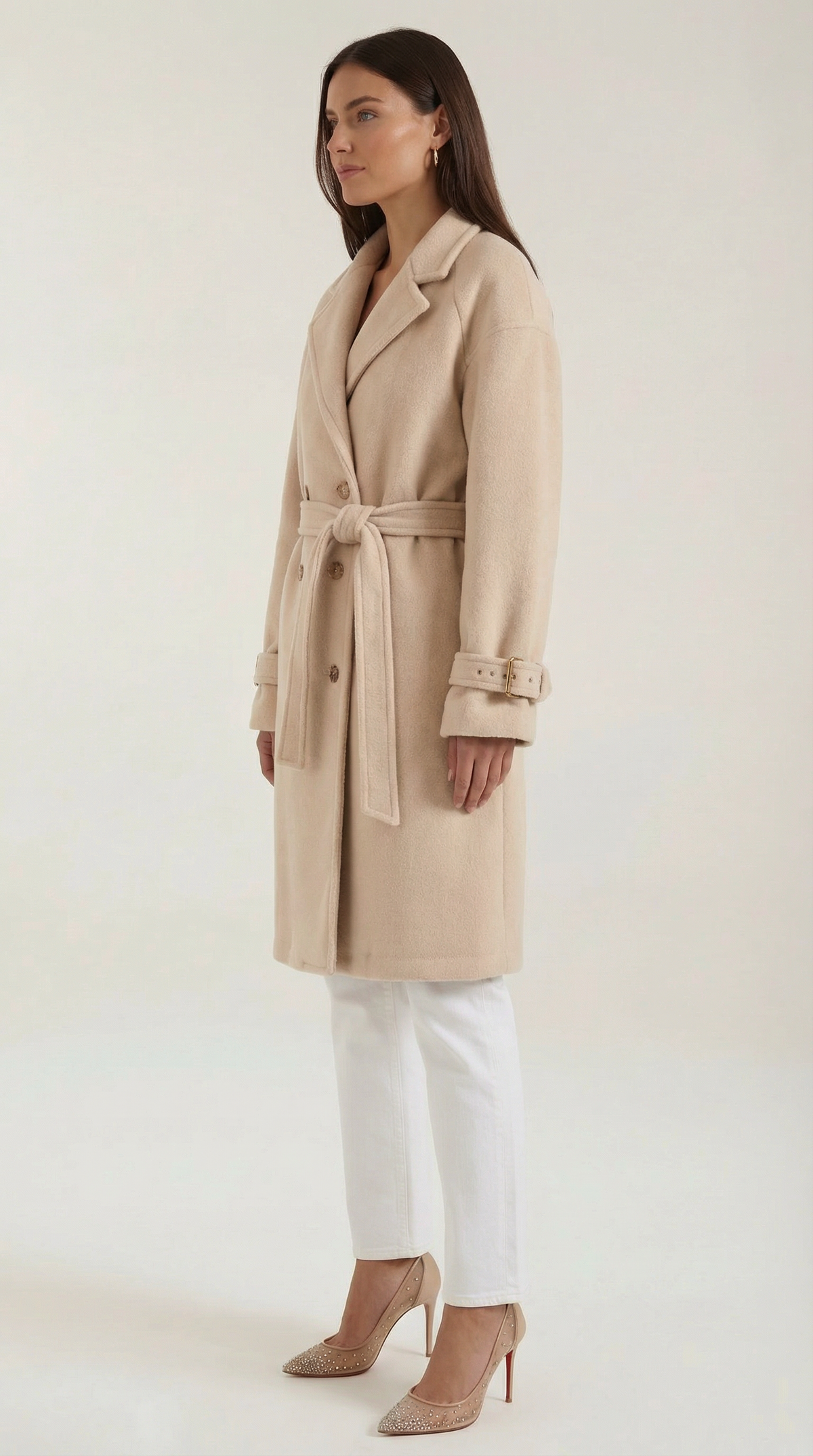 Mantel aus Fleece im Oversize-Schnitt mit Gürtel für Damen