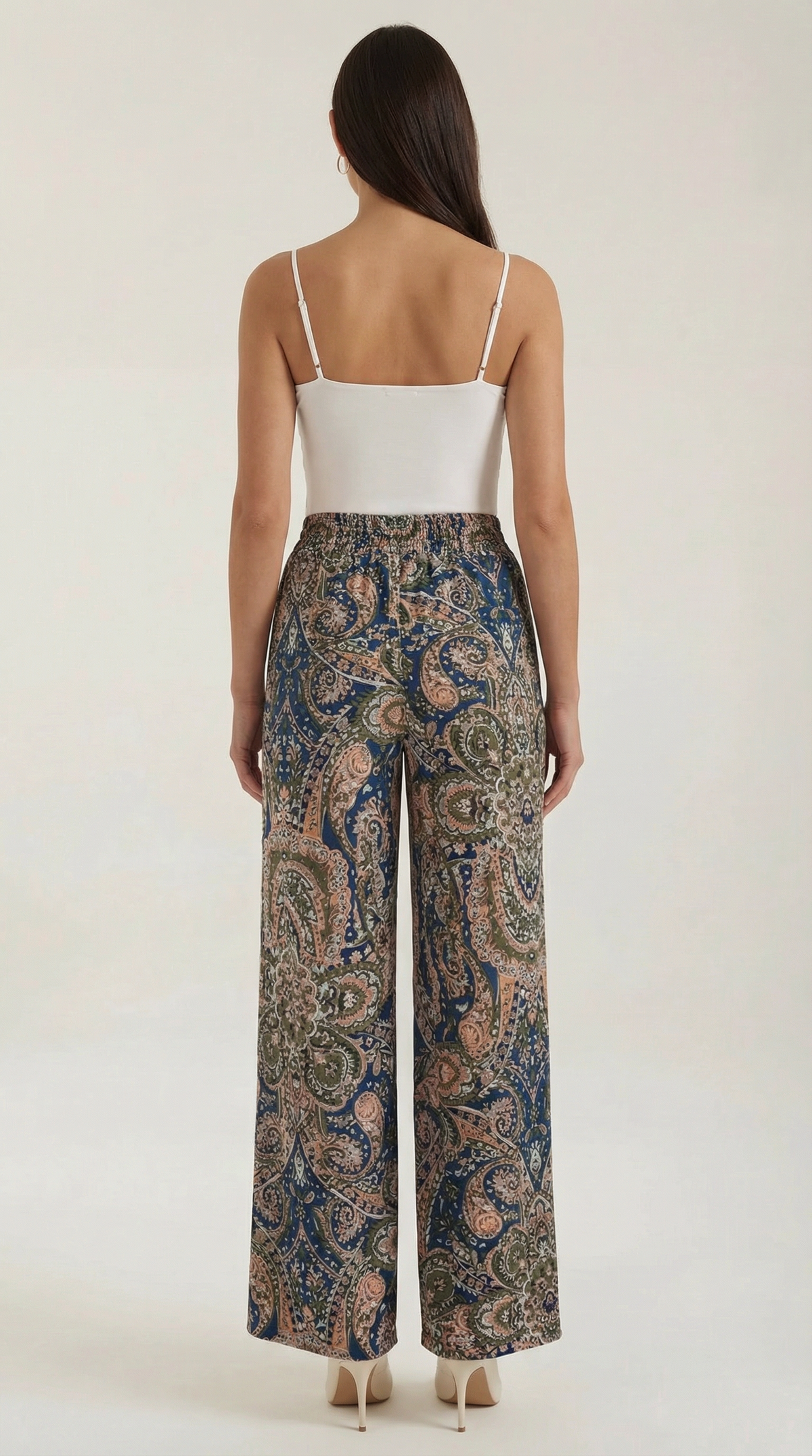 Weite Hose mit Paisleymuster und Gummibund für Damen