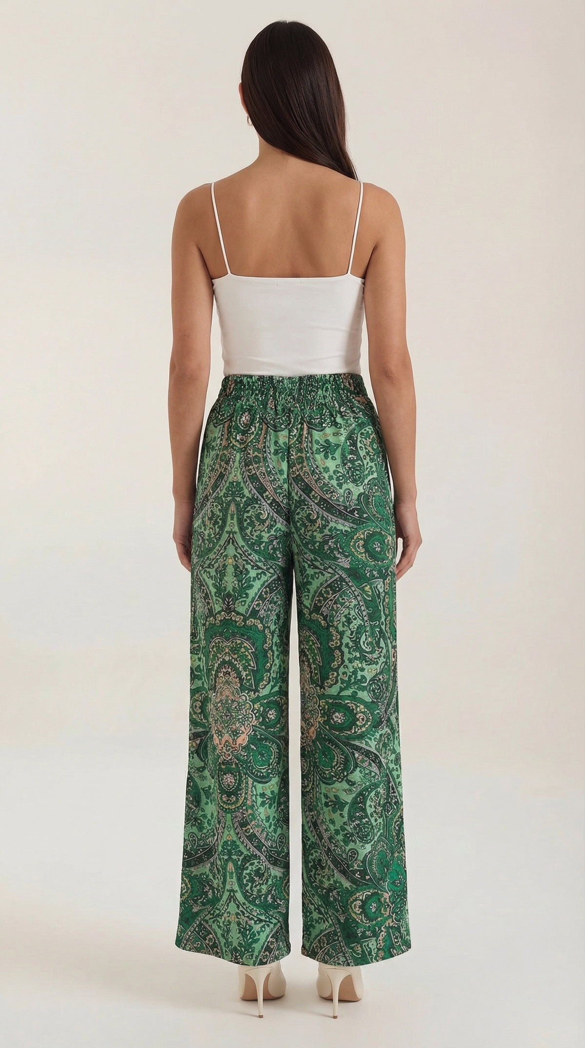 Weite Hose mit Paisleymuster und Gummibund für Damen