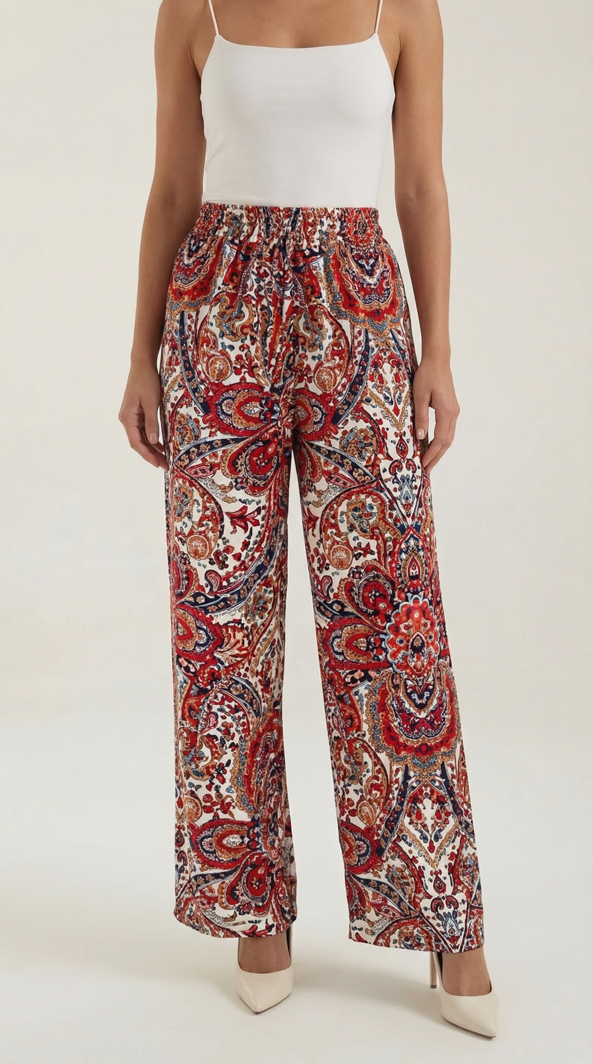 Weite Hose mit Paisleymuster und Gummibund für Damen