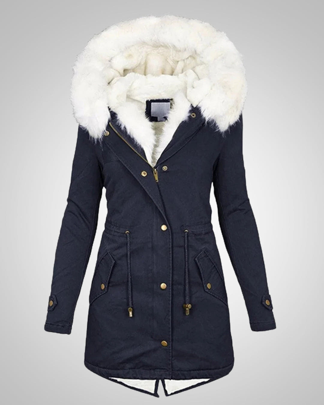 Parka Damen mit Fleecefutter, tailliert und abnehmbarer Kapuze