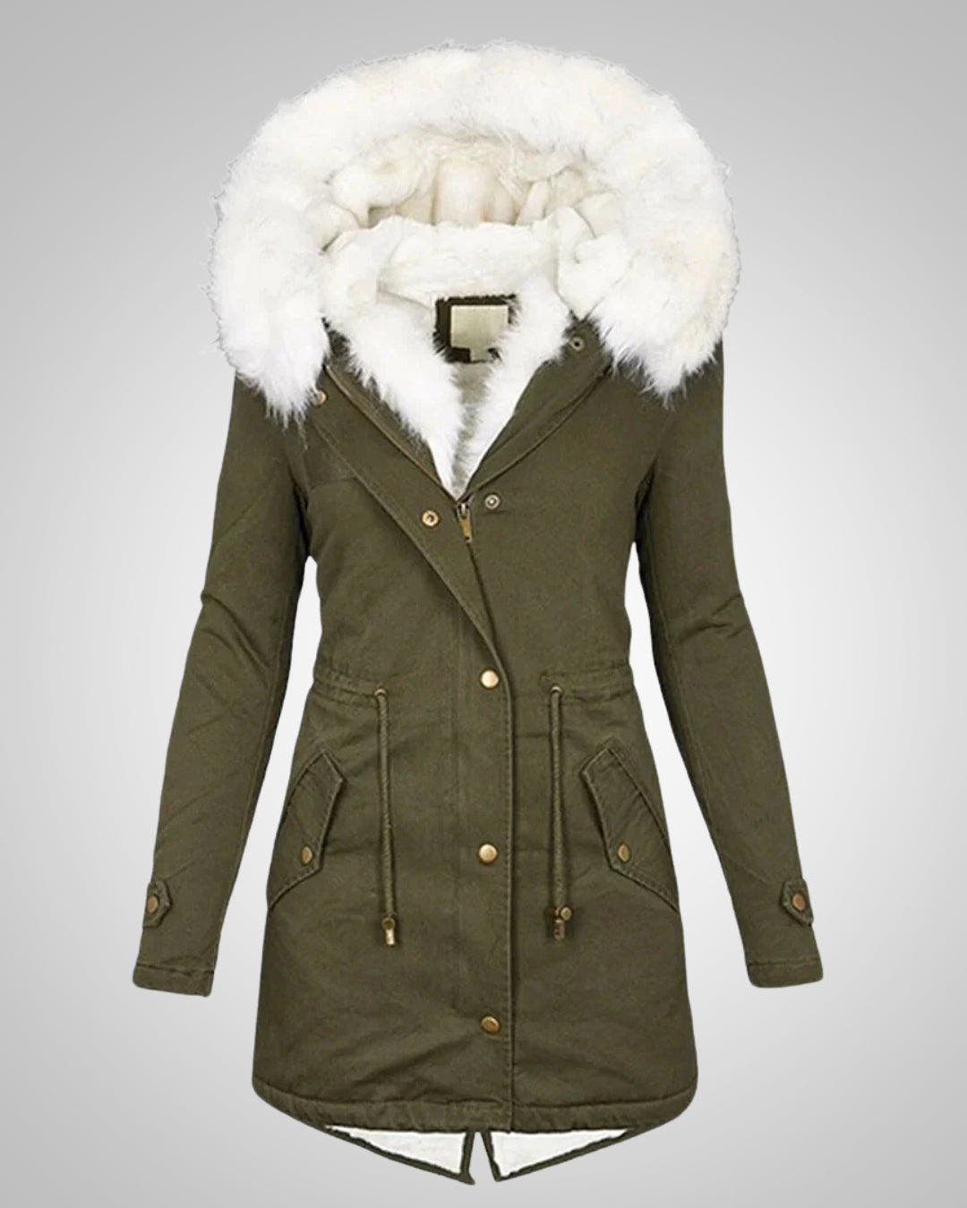 Parka Damen mit Fleecefutter, tailliert und abnehmbarer Kapuze