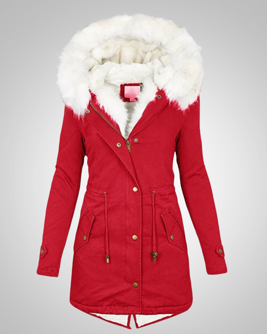 Parka Damen mit Fleecefutter, tailliert und abnehmbarer Kapuze