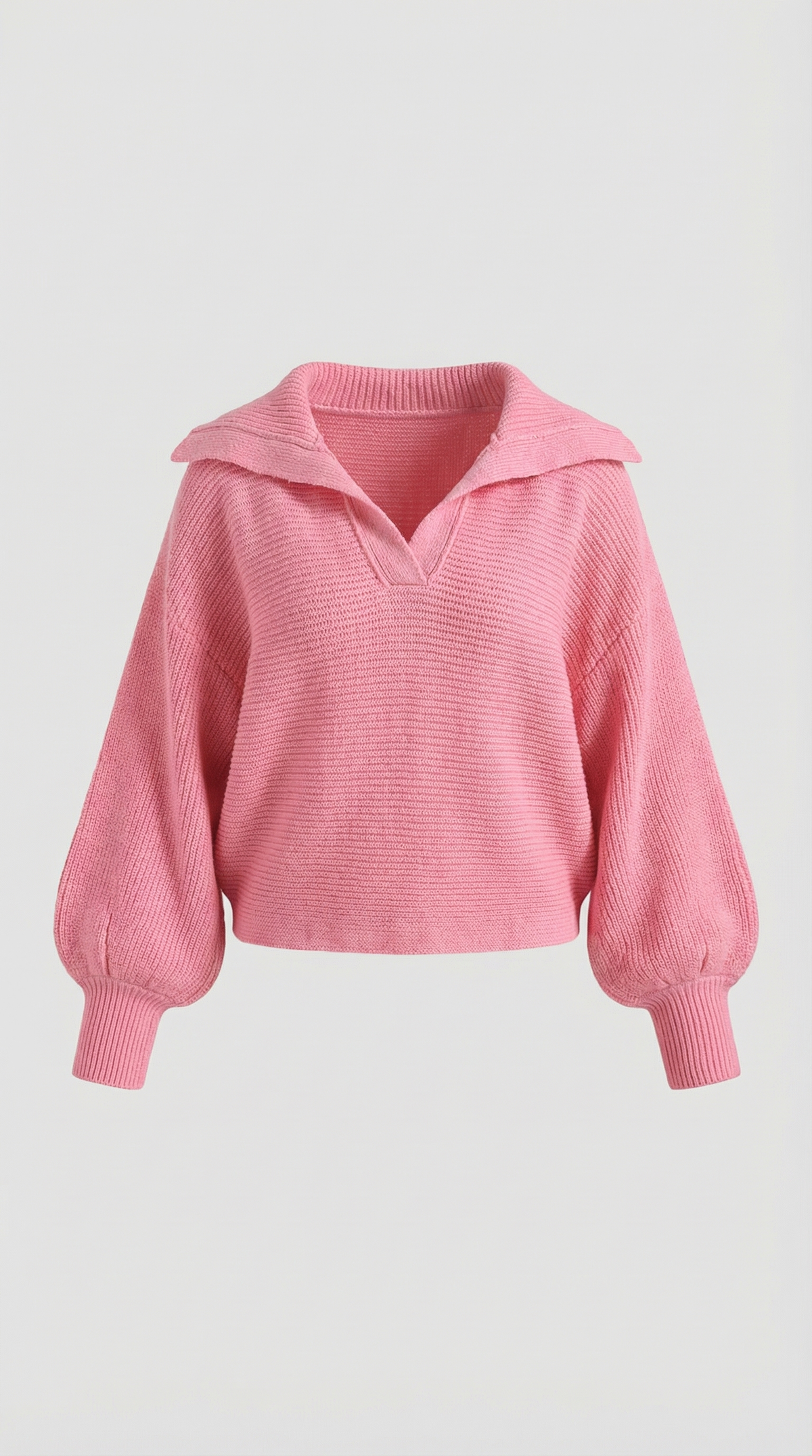 Pullover aus Grobstrick mit offenem Kragen und Ballonärmeln für Damen