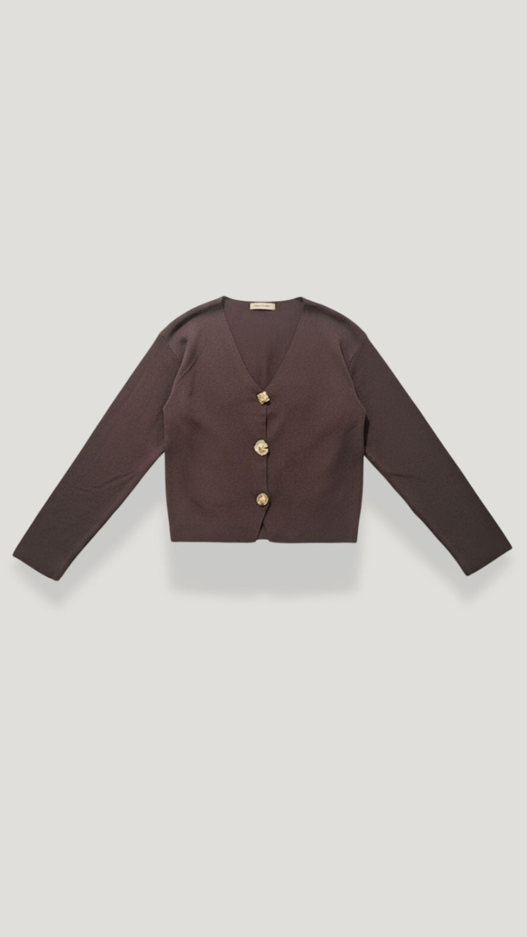 Kurze Strickjacke mit V-Ausschnitt und goldfarbenen Knöpfen für Damen