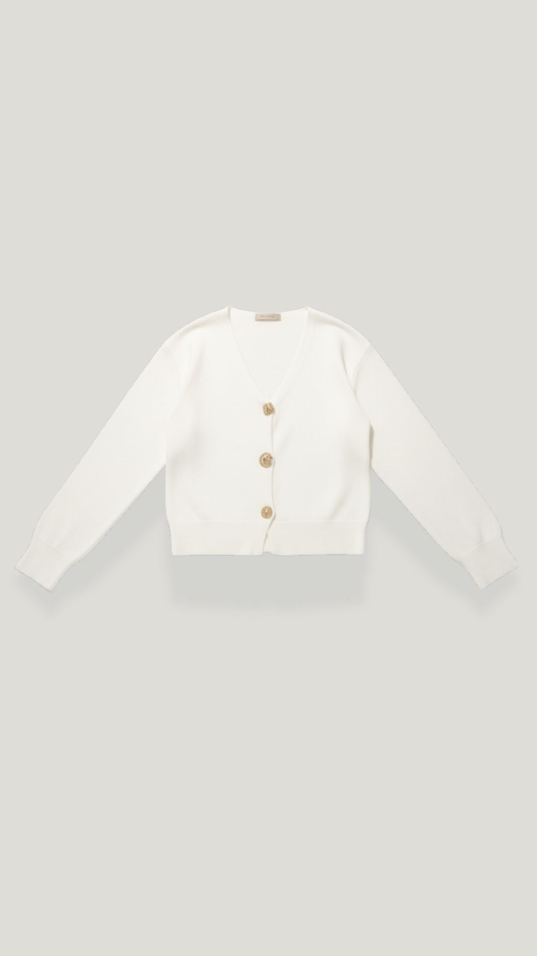 Kurze Strickjacke mit V-Ausschnitt und goldfarbenen Knöpfen für Damen