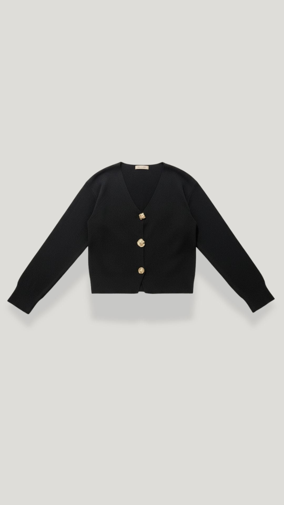 Kurze Strickjacke mit V-Ausschnitt und goldfarbenen Knöpfen für Damen
