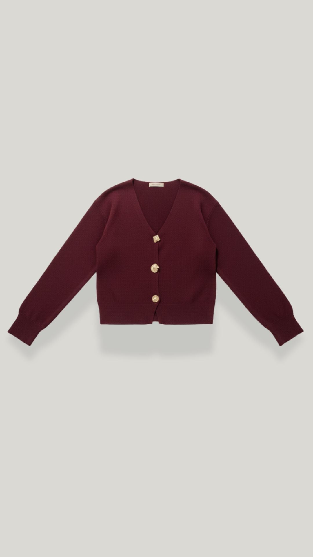 Kurze Strickjacke mit V-Ausschnitt und goldfarbenen Knöpfen für Damen