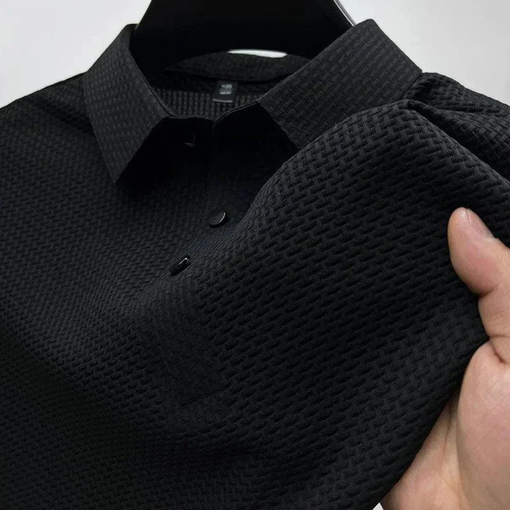 Polo Herren knitterarm, kurzärmlig mit strukturierter Oberfläche