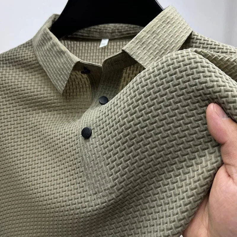 Polo Herren knitterarm, kurzärmlig mit strukturierter Oberfläche