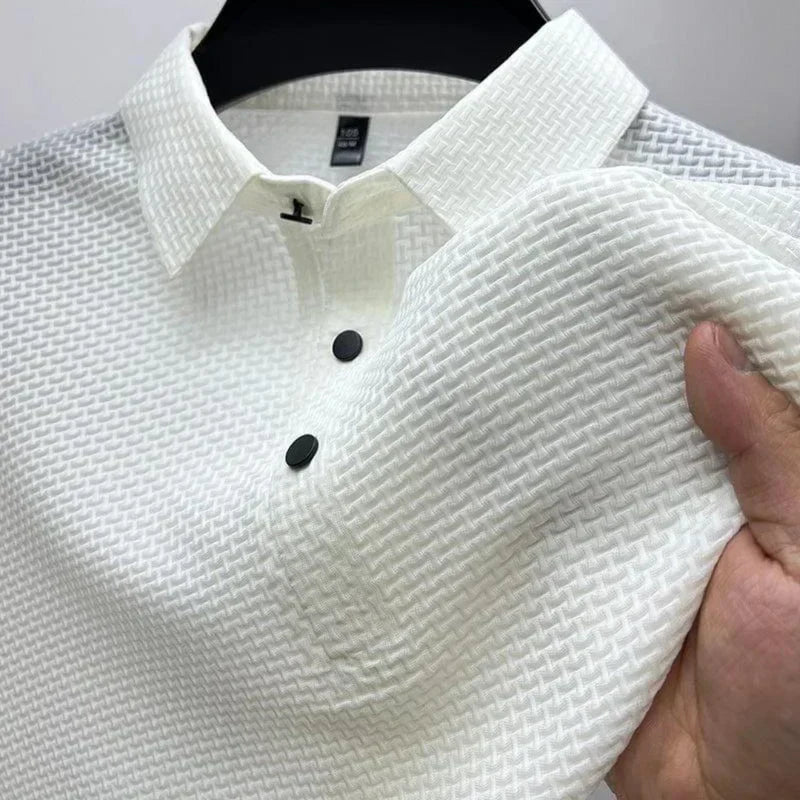 Polo Herren knitterarm, kurzärmlig mit strukturierter Oberfläche