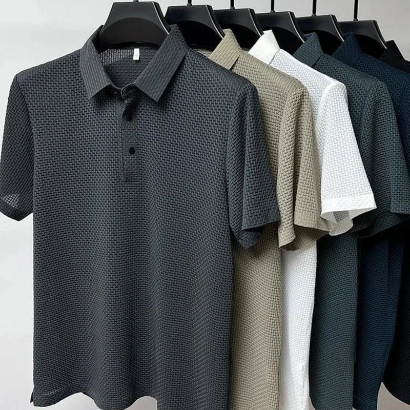 Polo Herren knitterarm, kurzärmlig mit strukturierter Oberfläche