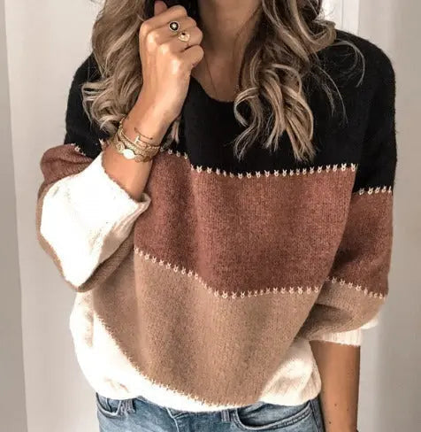 Pullover mit Colourblock und Kontrastnähten