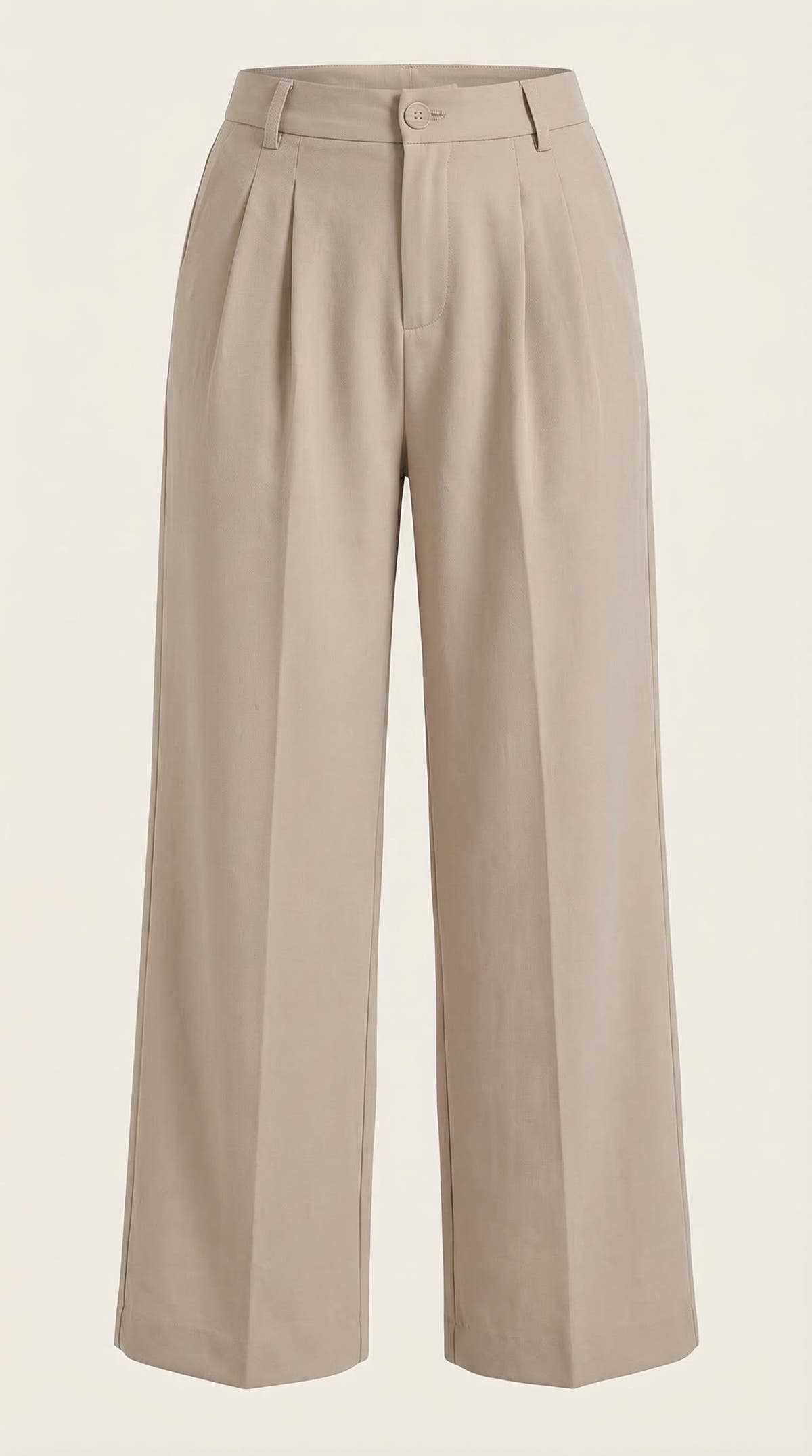 Stoffhose mit hohem Bund, Bundfalten und weitem Bein für Damen