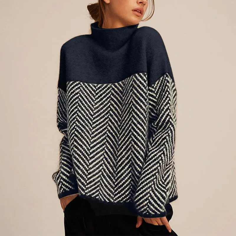 Rollkragenpullover Damen aus Wolle, warm und locker geschnitten