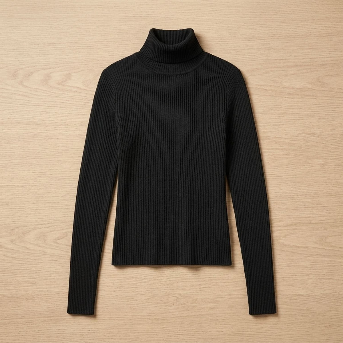 Rollkragenpullover Damen in feinem Rippstrick, figurbetont mit Langarm