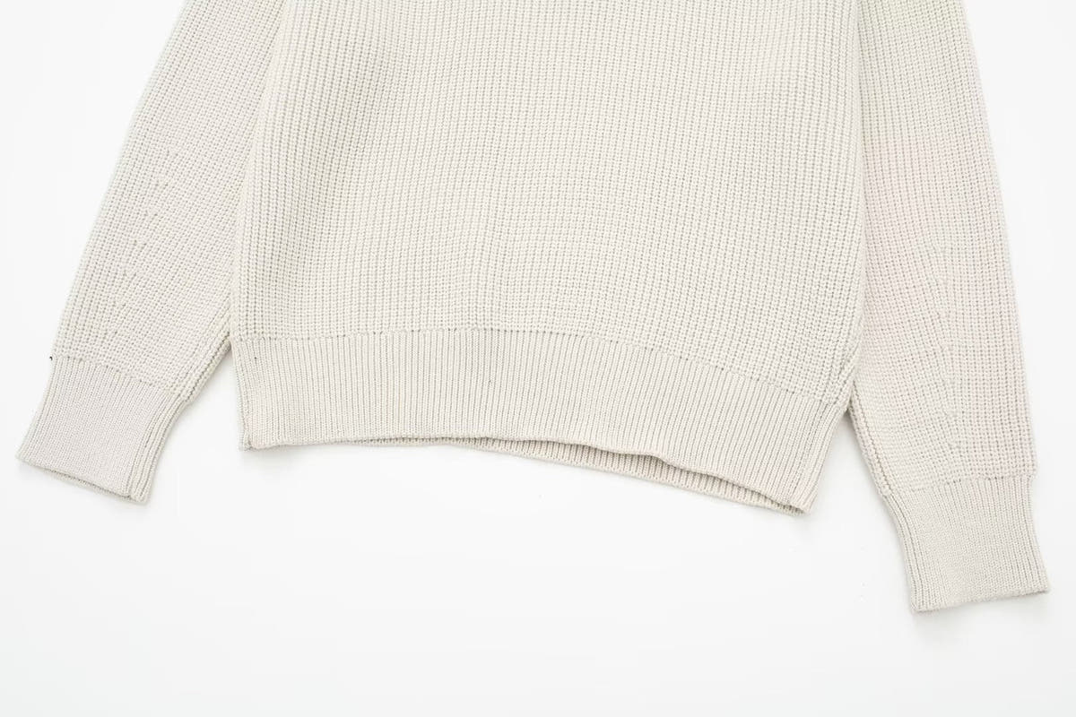 Rollkragenpullover Damen in Strick mit kurzem Reissverschluss