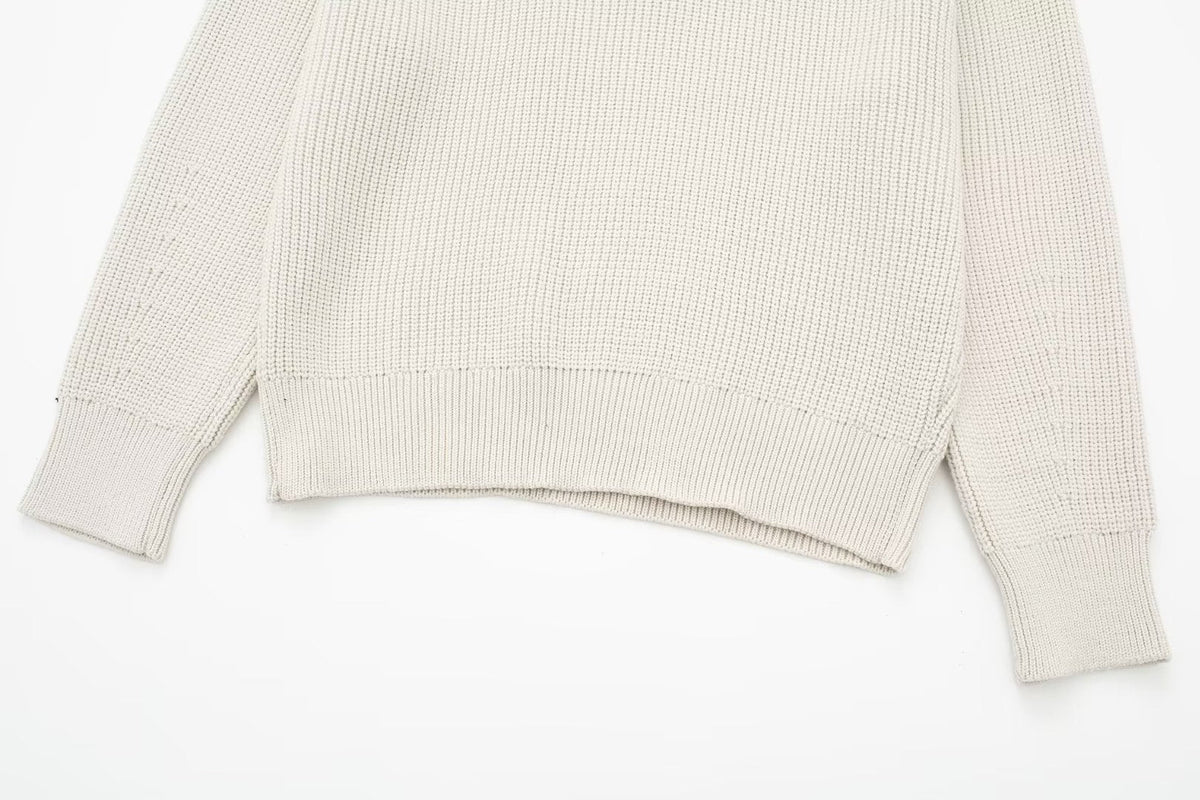 Rollkragenpullover Damen in Strick mit kurzem Reissverschluss