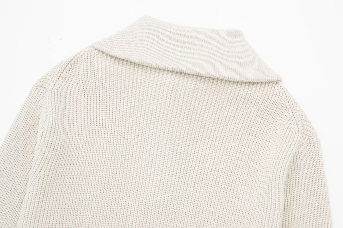 Rollkragenpullover Damen in Strick mit kurzem Reissverschluss