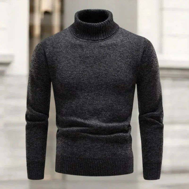 Rollkragenpullover Herren aus dickem Strick, schmal geschnitten