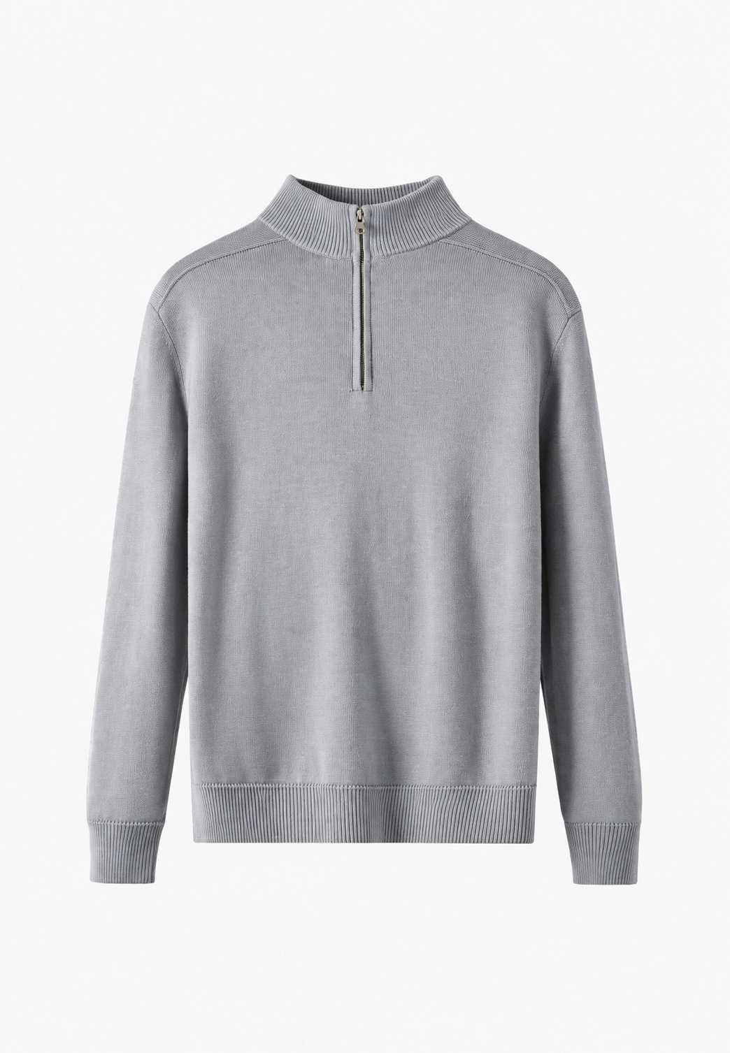 Rollkragenpullover Herren aus Merinowolle mit halbem Reissverschluss