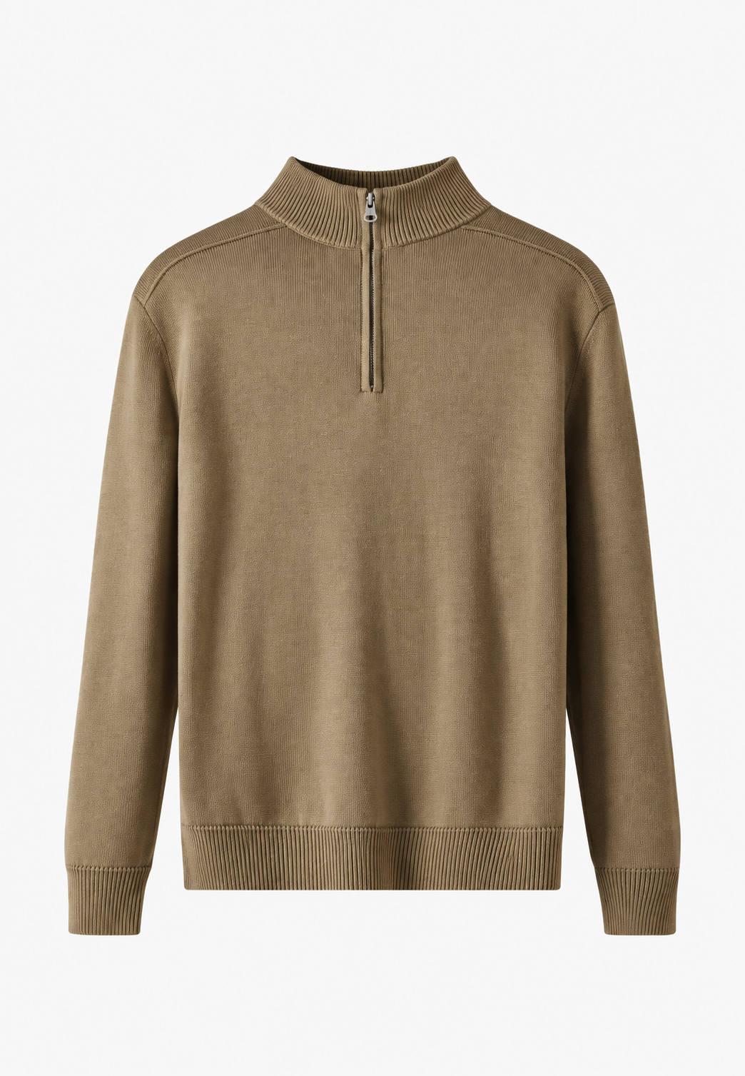 Rollkragenpullover Herren aus Merinowolle mit halbem Reissverschluss