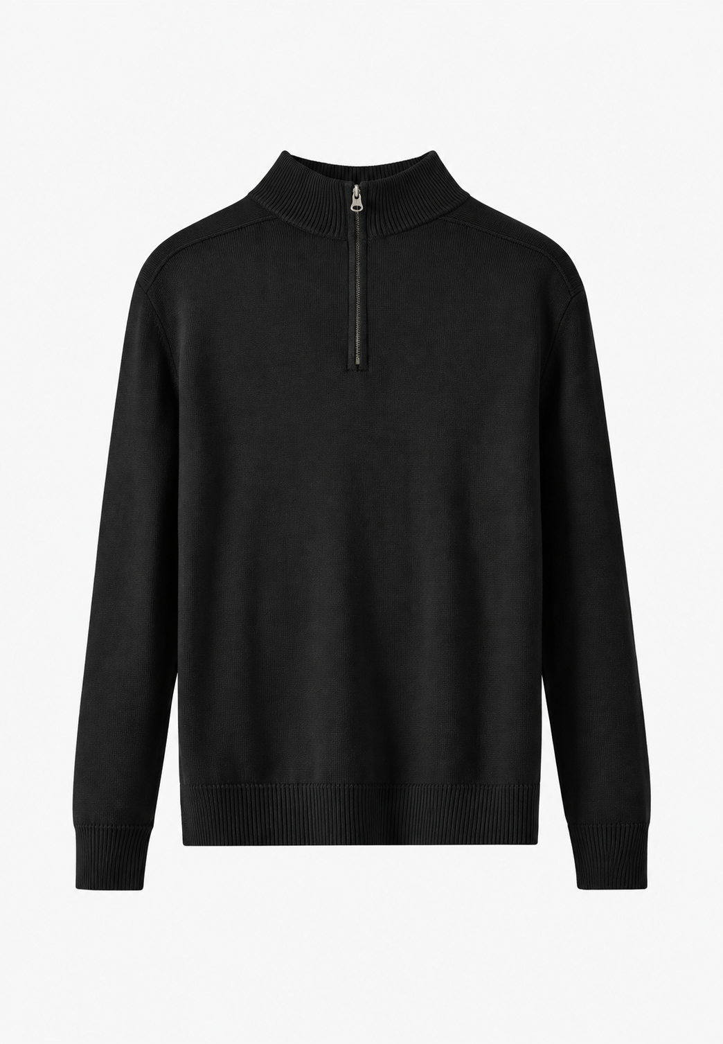 Rollkragenpullover Herren aus Merinowolle mit halbem Reissverschluss
