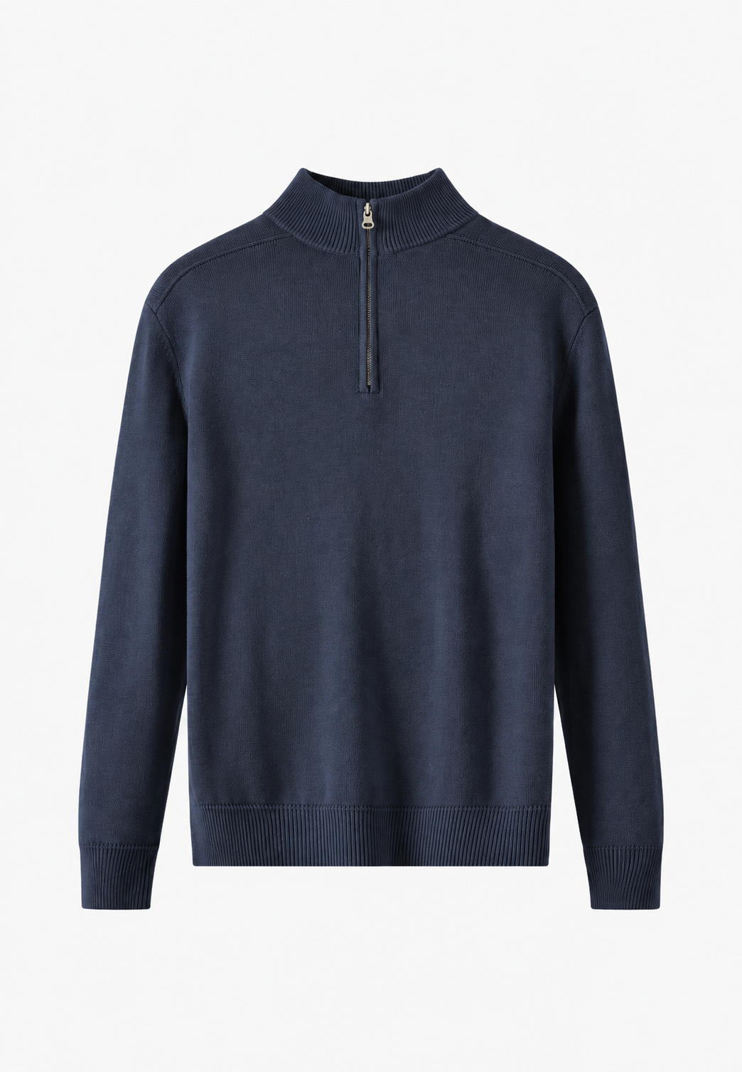 Rollkragenpullover Herren aus Merinowolle mit halbem Reissverschluss