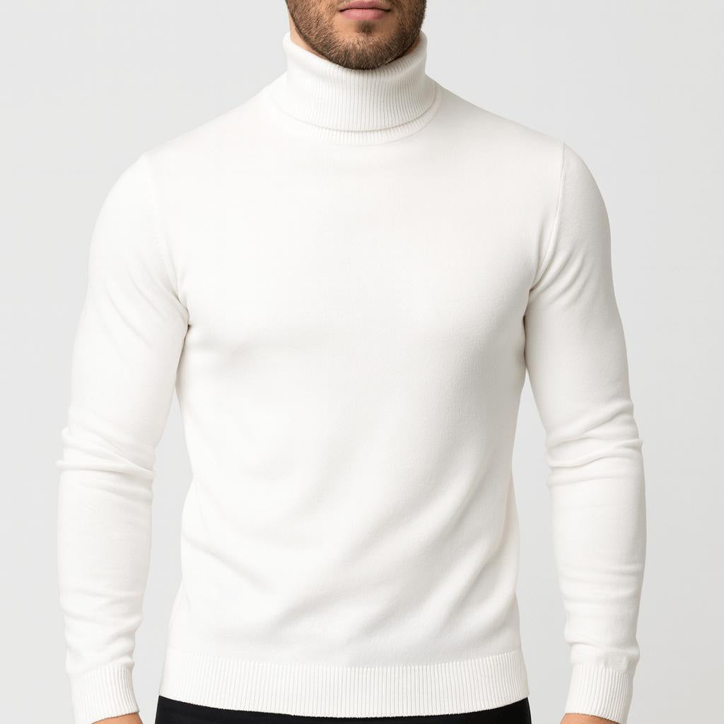 Rollkragenpullover Herren in Feinstrick, langärmlig und hüftlang