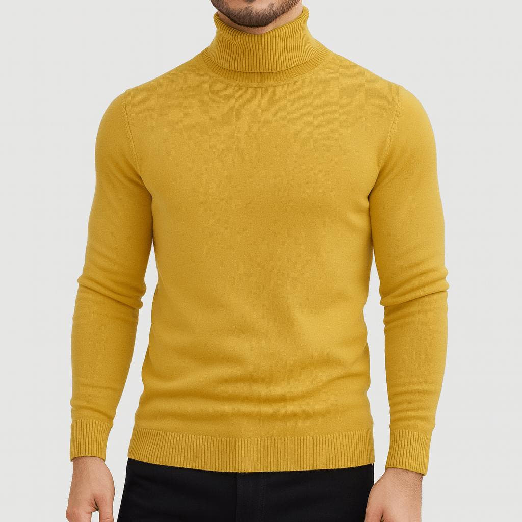 Rollkragenpullover Herren in Feinstrick, langärmlig und hüftlang