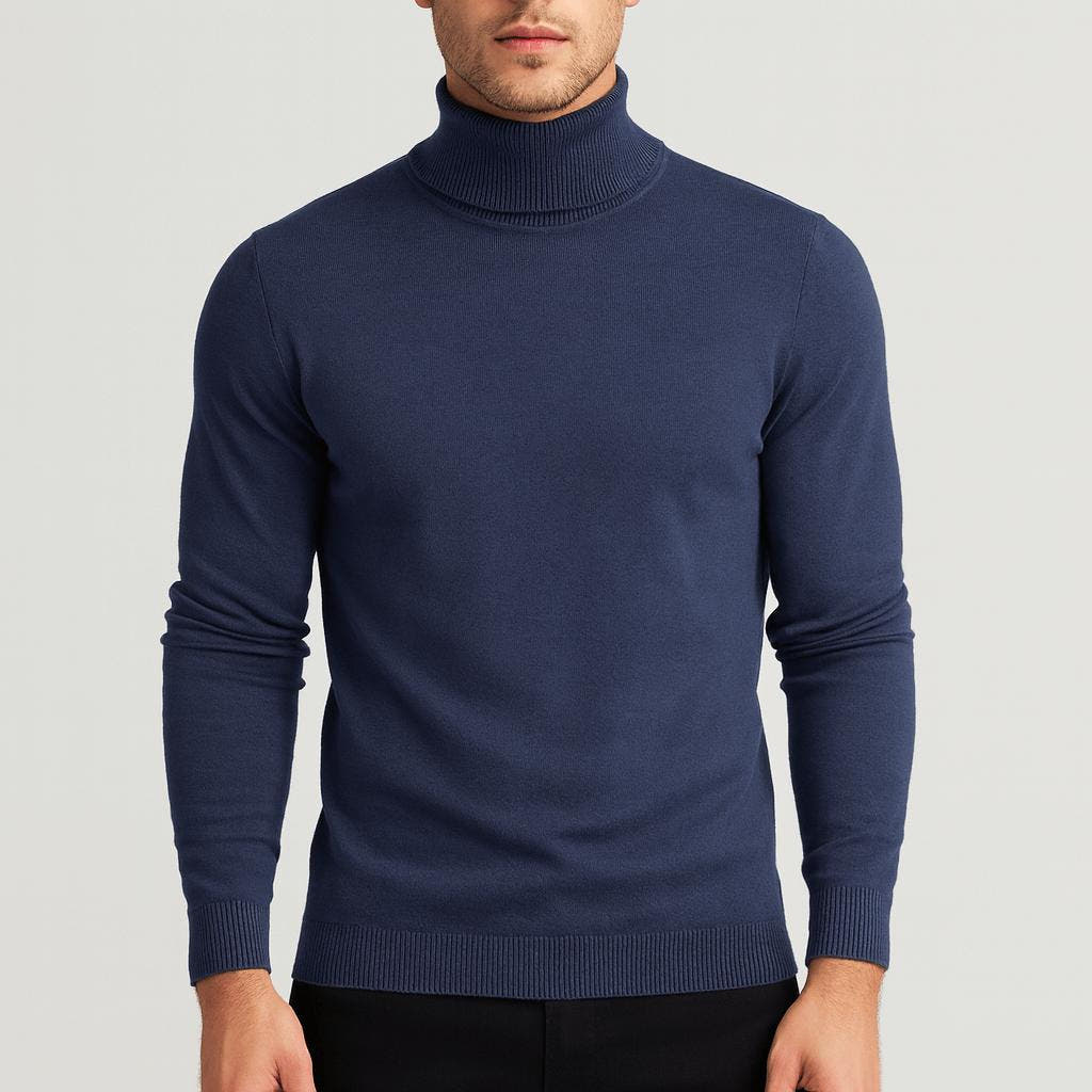 Rollkragenpullover Herren in Feinstrick, langärmlig und hüftlang