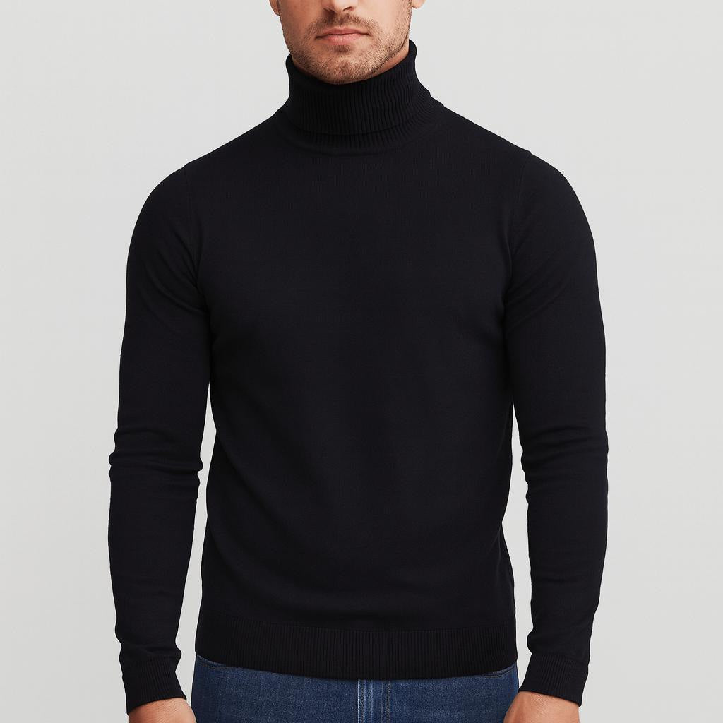 Rollkragenpullover Herren in Feinstrick, langärmlig und hüftlang
