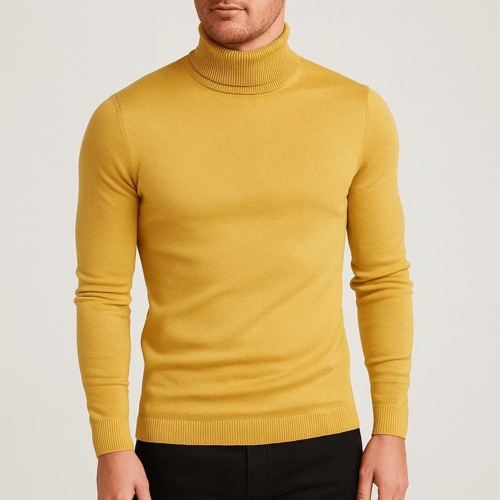 Rollkragenpullover Herren in Feinstrick, langärmlig und hüftlang