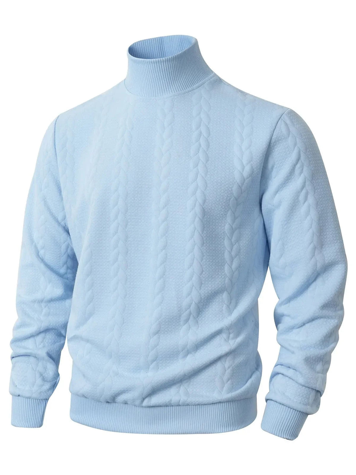 Rollkragenpullover Herren mit Zopfmuster, gerader Schnitt