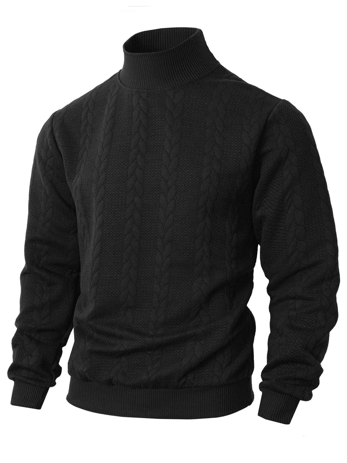 Rollkragenpullover Herren mit Zopfmuster, gerader Schnitt