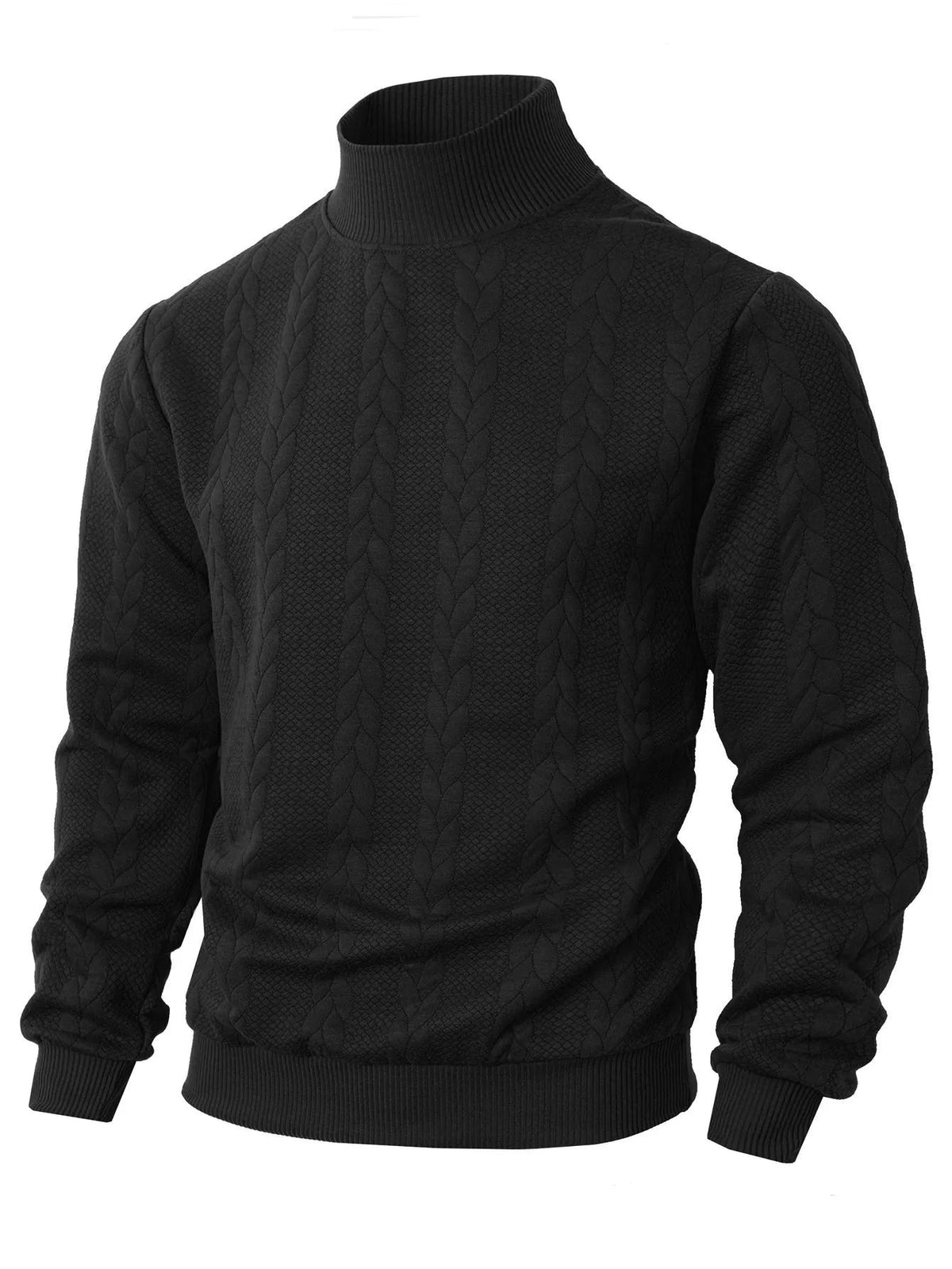 Rollkragenpullover Herren mit Zopfmuster, gerader Schnitt