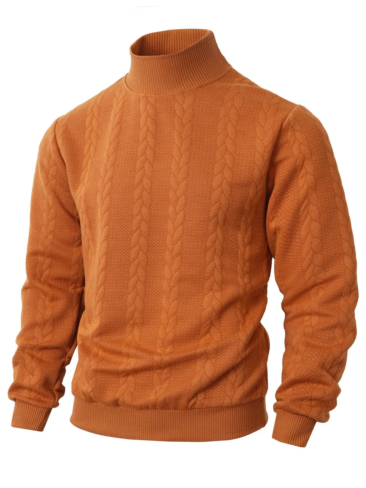 Rollkragenpullover Herren mit Zopfmuster, gerader Schnitt